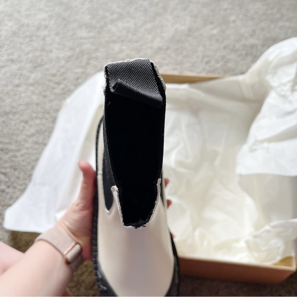 Anthropologie Maeve NEW Chelsea Boots Ivory Genuine Leather Size 40 US 9 Moto - Picture 12 of 12